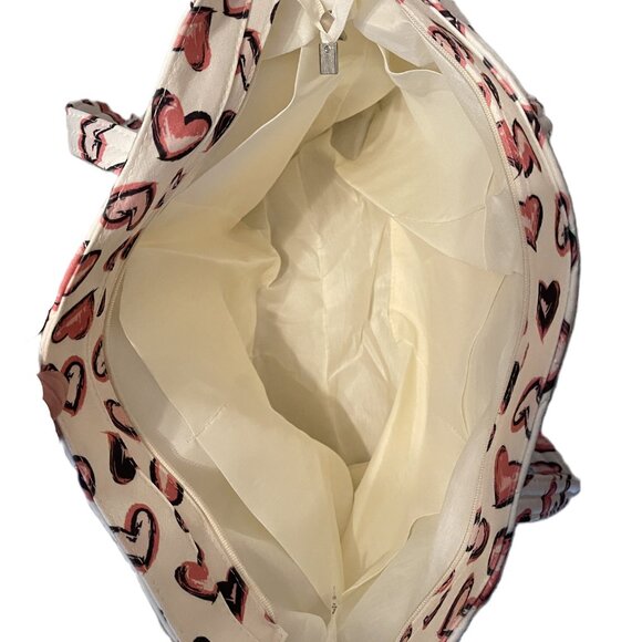 NEW QUILTED BAG PURSE SET White with Pink Hearts WOMAN WITHIN 2 Piece Set 0958A - Picture 5 of 14